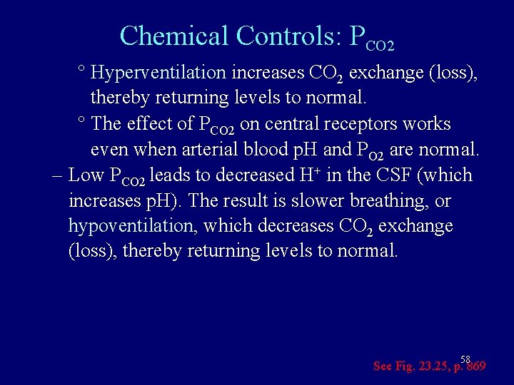 Chemical Controls: PCO 2 ° Hyperventilation increases CO 2 exchange (loss), thereby returning levels