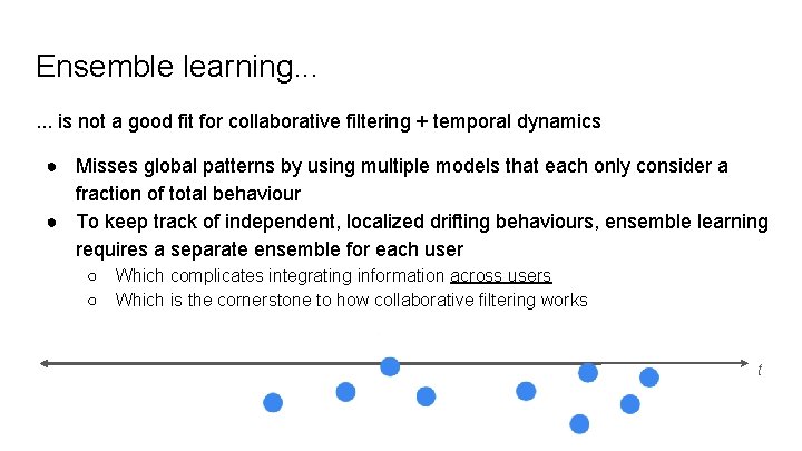 Ensemble learning. . . is not a good fit for collaborative filtering + temporal