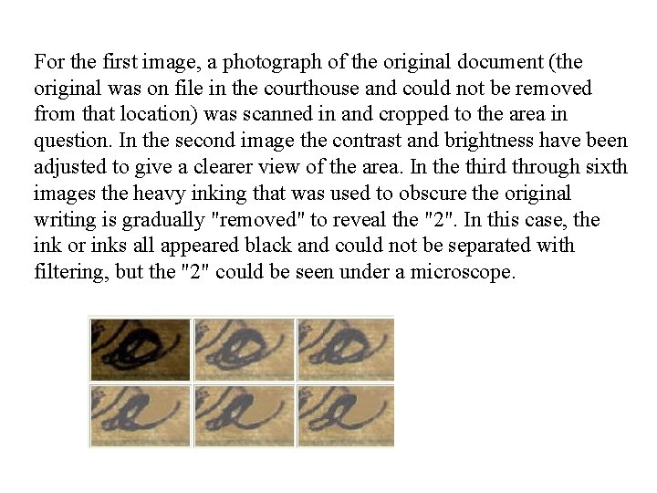 For the first image, a photograph of the original document (the original was on