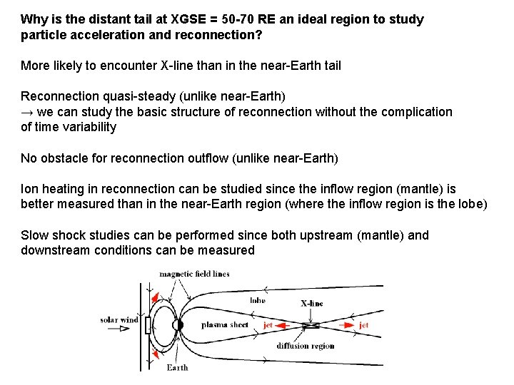 Why is the distant tail at XGSE = 50 -70 RE an ideal region