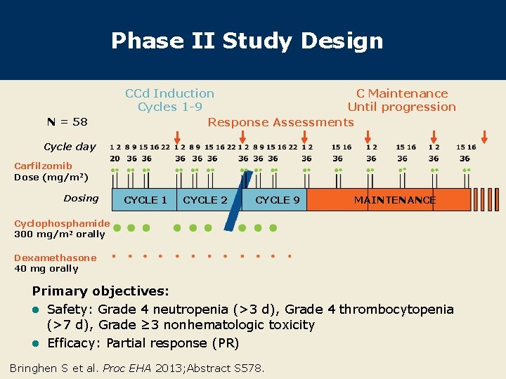 Phase II Study Design N = 58 CCd Induction C Maintenance Cycles 1 -9