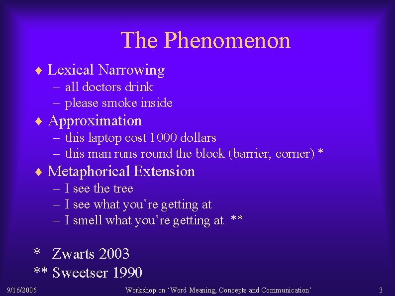 The Phenomenon ¨ Lexical Narrowing – all doctors drink – please smoke inside ¨