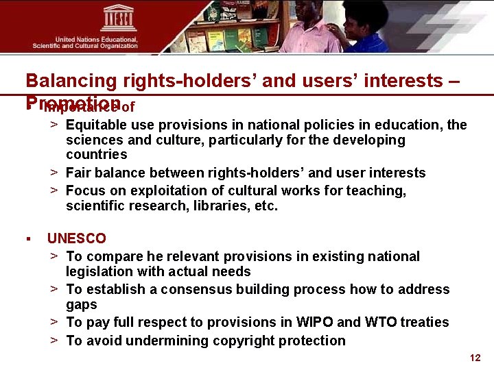 Balancing rights-holders’ and users’ interests – Promotion § Importance of > Equitable use provisions