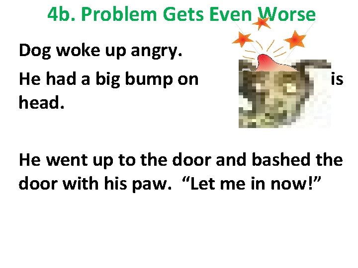 4 b. Problem Gets Even Worse Dog woke up angry. He had a big