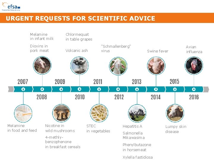 URGENT REQUESTS FOR SCIENTIFIC ADVICE Melamine in infant milk Dioxins in pork meat Melamine