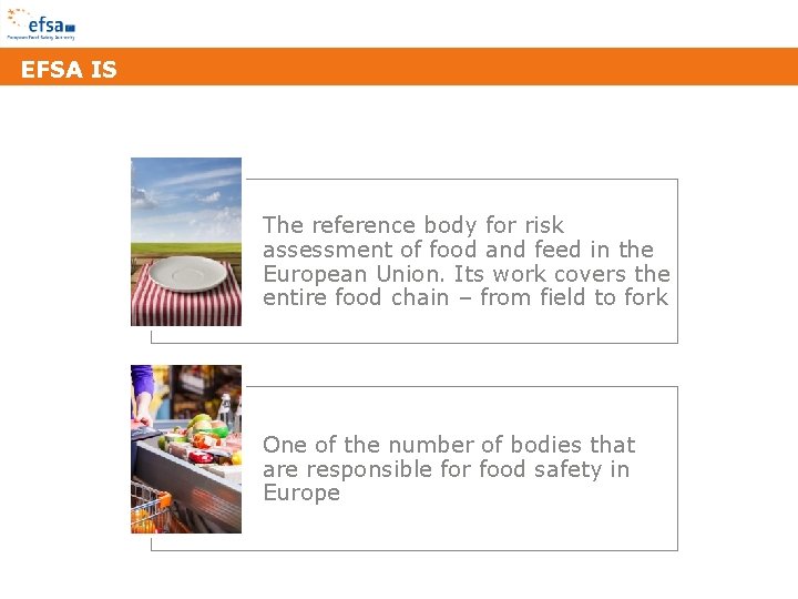 EFSA IS The reference body for risk assessment of food and feed in the