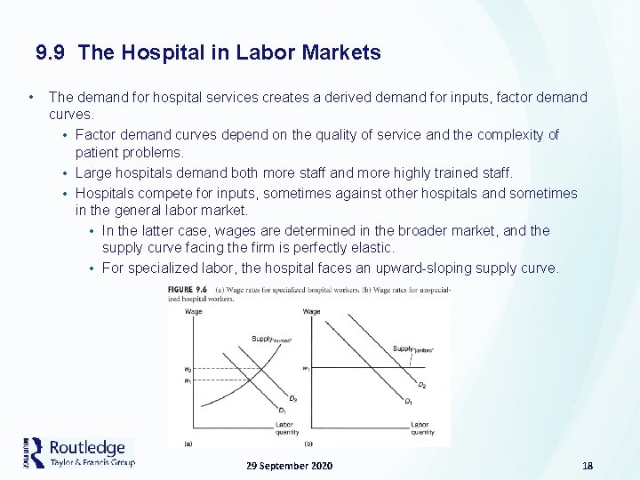9. 9 The Hospital in Labor Markets • The demand for hospital services creates