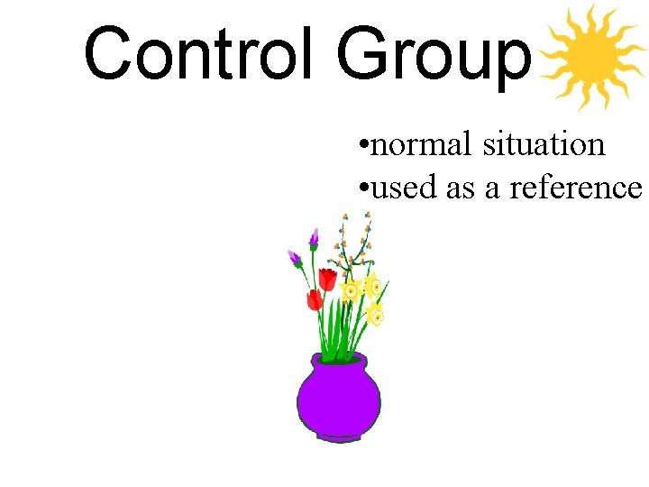 Control Group • normal situation • used as a reference 