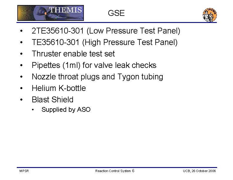 GSE • • 2 TE 35610 -301 (Low Pressure Test Panel) TE 35610 -301