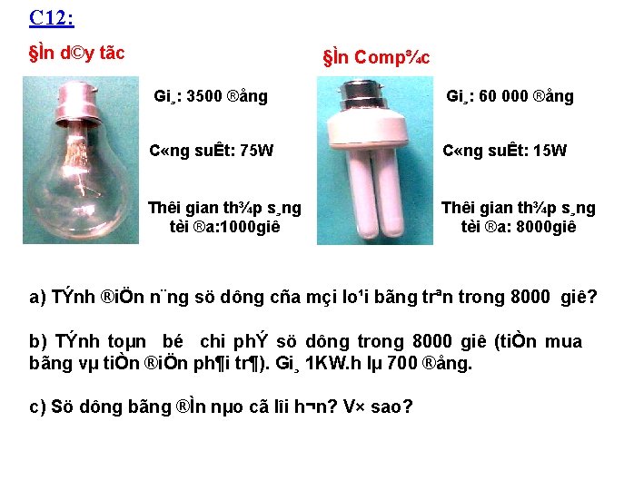 C 12: §Ìn d©y tãc §Ìn Comp¾c Gi¸: 3500 ®ång Gi¸: 60 000 ®ång