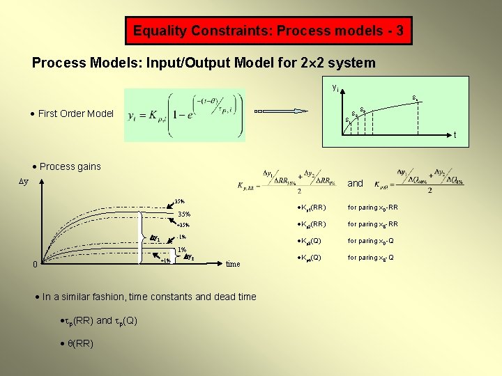 Equality Constraints: Process models - 3 Process Models: Input/Output Model for 2 2 system Equality Constraints: Process models - 3 Process Models: Input/Output Model for 2 2 system