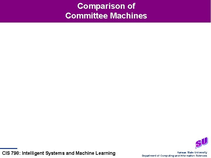 Comparison of Committee Machines CIS 798: Intelligent Systems and Machine Learning Kansas State University