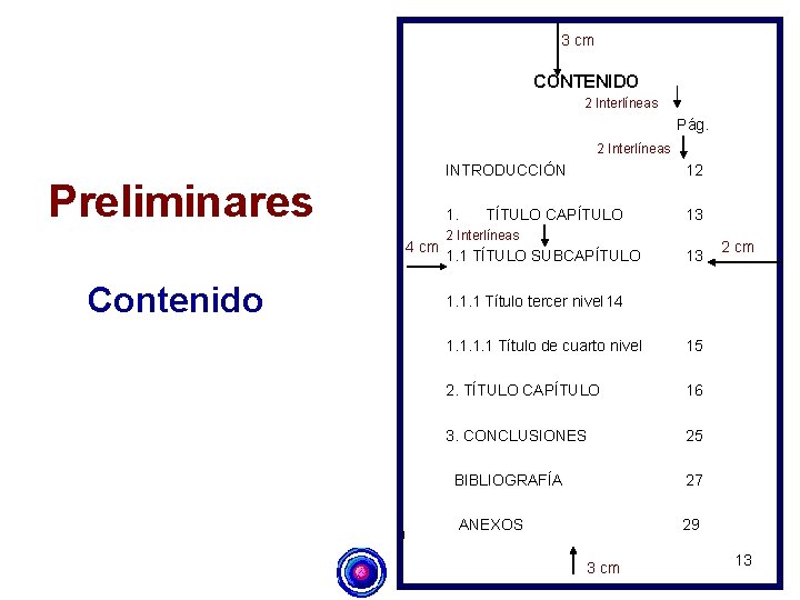 3 cm CONTENIDO 2 Interlíneas Pág. 2 Interlíneas INTRODUCCIÓN 12 Preliminares 1. 4 cm