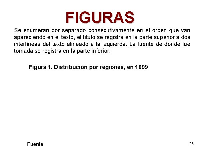 FIGURAS Se enumeran por separado consecutivamente en el orden que van apareciendo en el