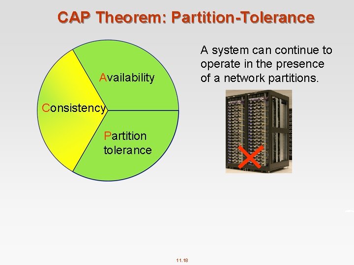 CAP Theorem: Partition-Tolerance A system can continue to operate in the presence of a