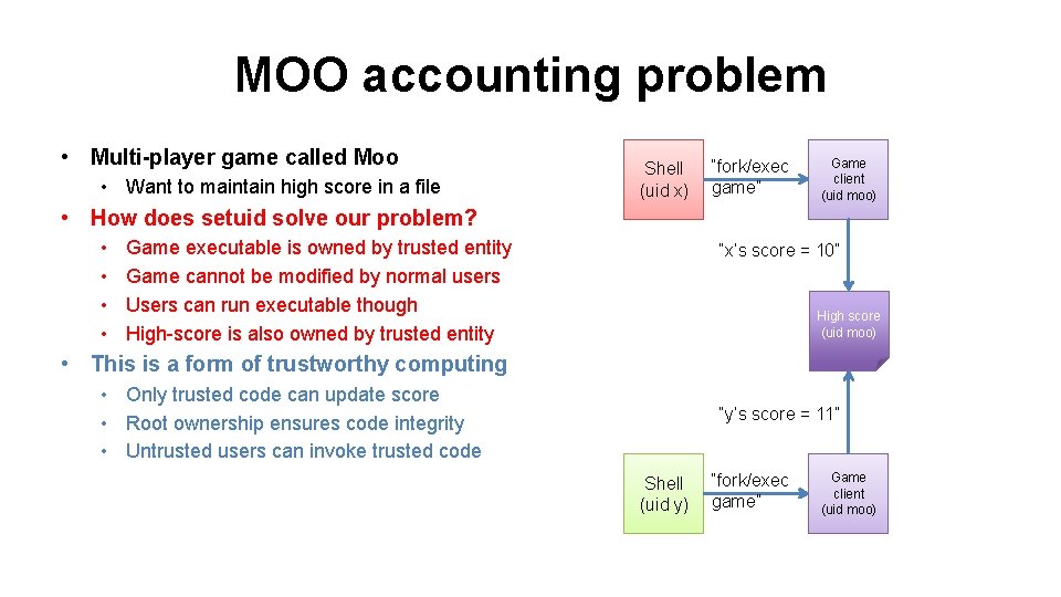 MOO accounting problem • Multi-player game called Moo • Want to maintain high score