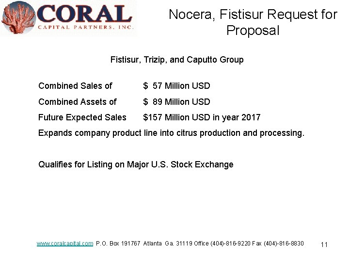 Nocera, Fistisur Request for Proposal Fistisur, Trizip, and Caputto Group Combined Sales of $