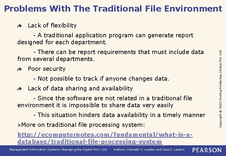 Problems With The Traditional File Environment Lack of flexibility - There can be report