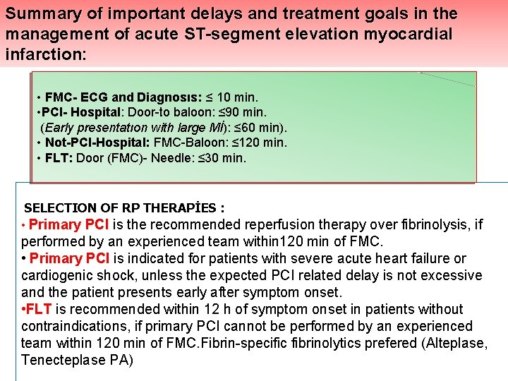 Summary of important delays and treatment goals in the management of acute ST-segment elevation