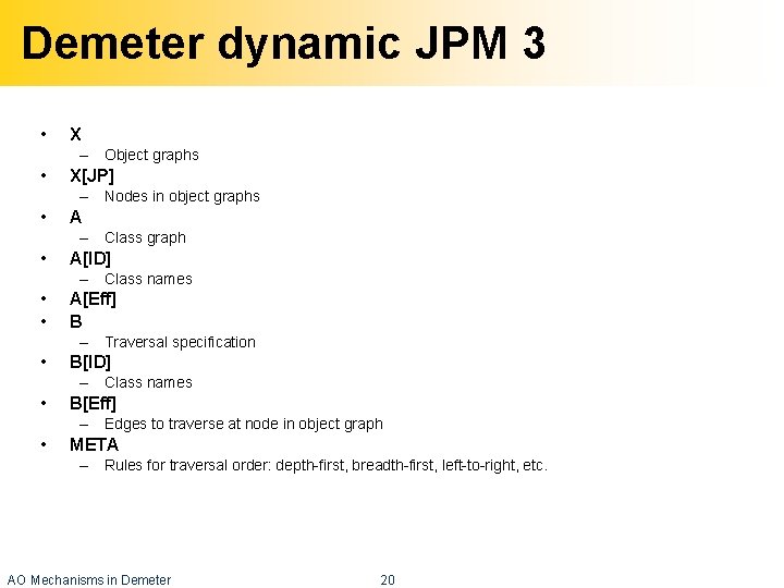 Demeter dynamic JPM 3 • X – Object graphs • X[JP] – Nodes in