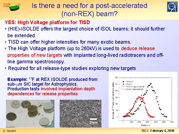 Is there a need for a post-accelerated (non-REX) beam? YES: High Voltage platform for