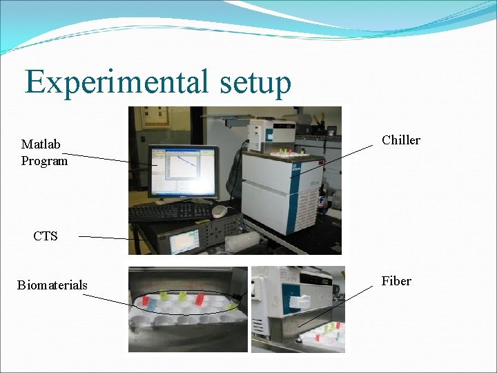 Experimental setup Matlab Program Chiller CTS Biomaterials Fiber 