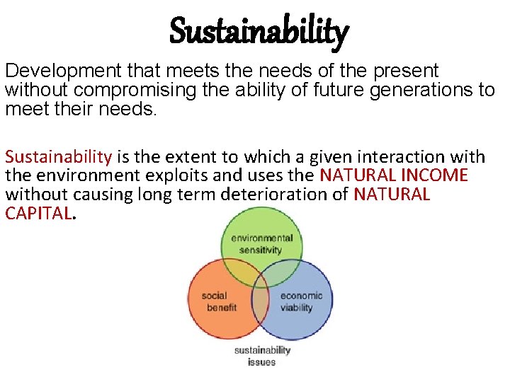 Sustainability Development that meets the needs of the present without compromising the ability of