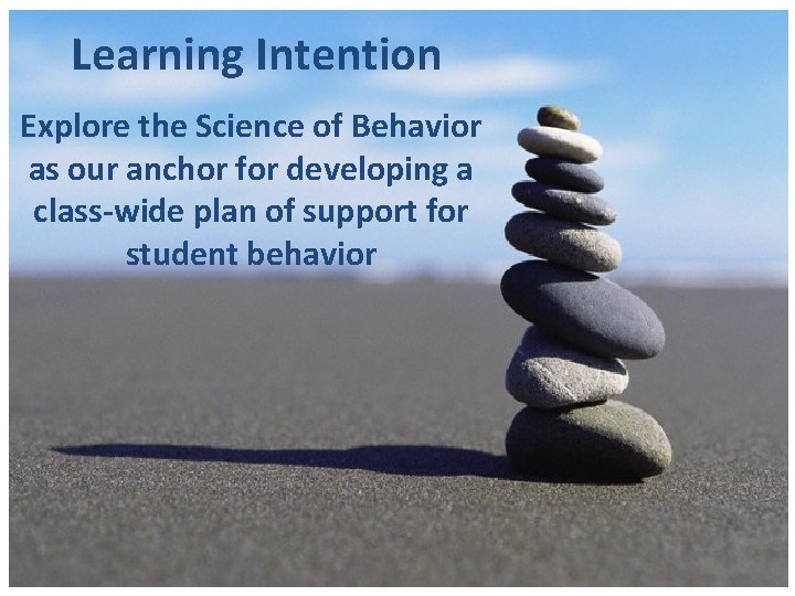 Learning Intention Explore the Science of Behavior as our anchor for developing a class-wide
