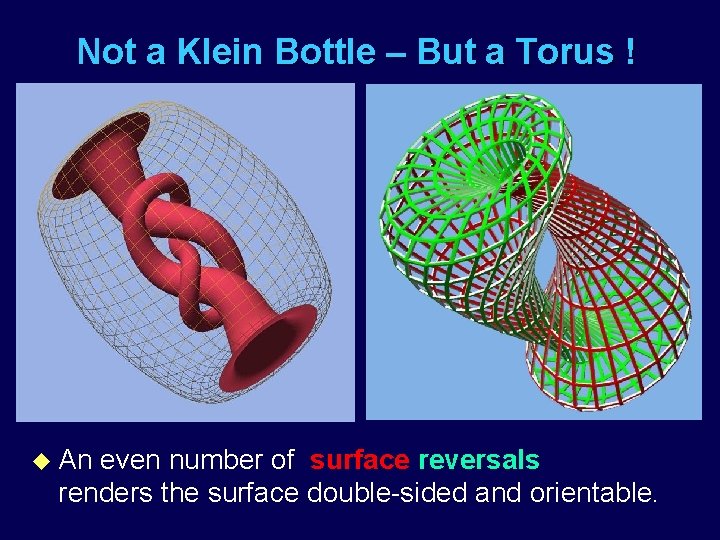 Not a Klein Bottle – But a Torus ! u An even number of