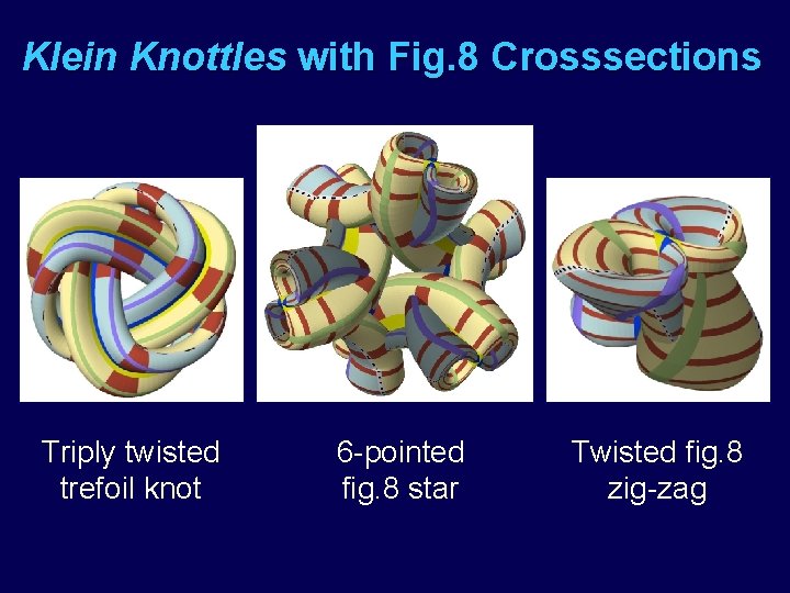 Klein Knottles with Fig. 8 Crosssections Triply twisted trefoil knot 6 -pointed fig. 8