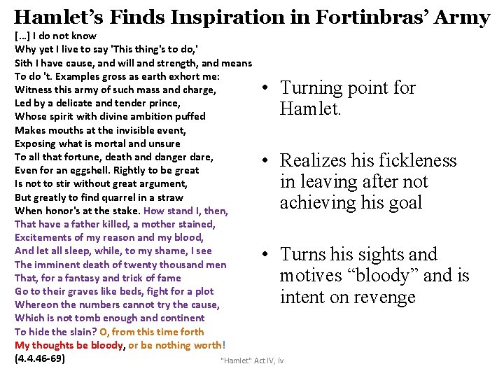 Hamlet’s Finds Inspiration in Fortinbras’ Army […] I do not know Why yet I