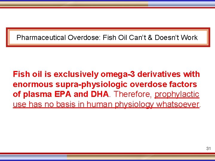Pharmaceutical Overdose: Fish Oil Can’t & Doesn’t Work Fish oil is exclusively omega-3 derivatives