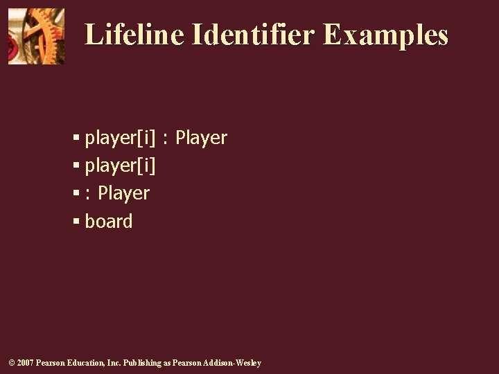 Lifeline Identifier Examples § player[i] : Player § player[i] § : Player § board