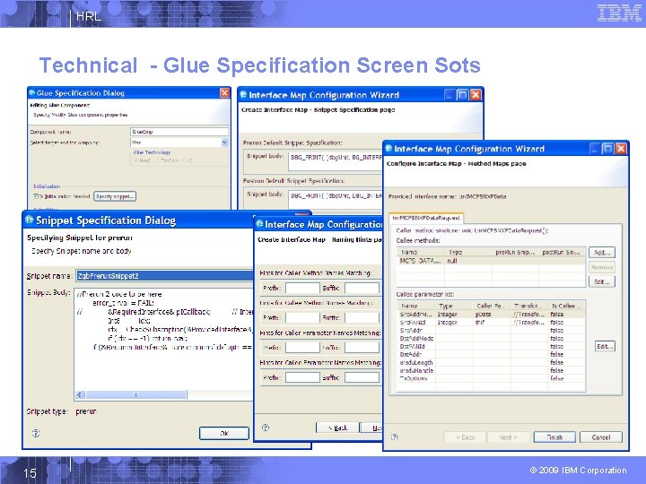 HRL Technical - Glue Specification Screen Sots 15 © 2009 IBM Corporation 