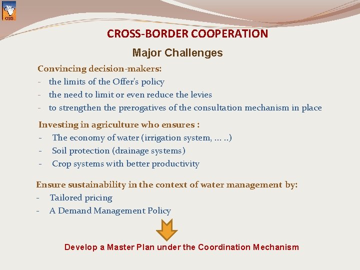 CROSS-BORDER COOPERATION Major Challenges Convincing decision-makers: - the limits of the Offer's policy -