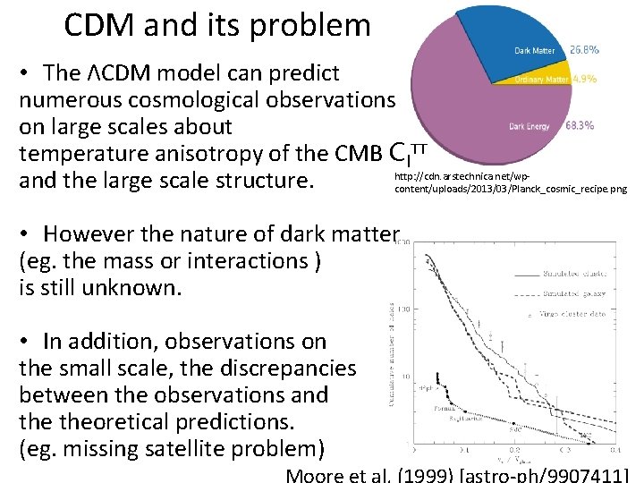 CDM and its problem • The ΛCDM model can predict numerous cosmological observations on