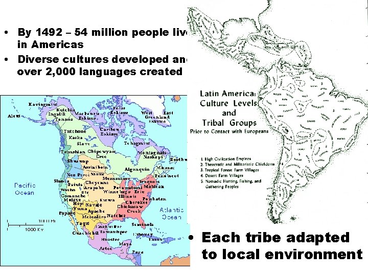  • By 1492 – 54 million people live in Americas • Diverse cultures