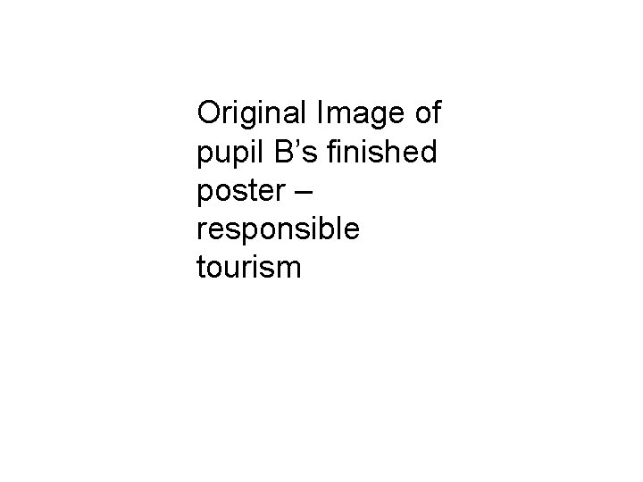 Original Image of pupil B’s finished poster – responsible tourism 