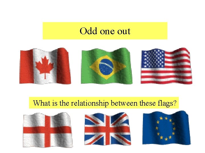 Odd one out What is the relationship between these flags? 