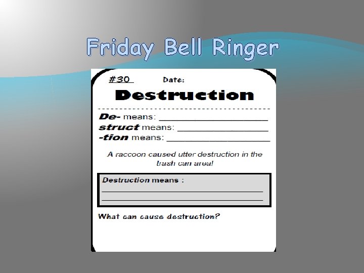 Friday Bell Ringer 