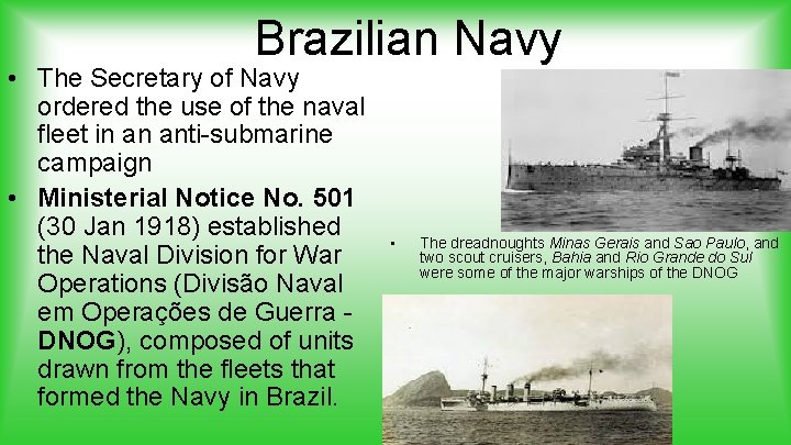 Brazilian Navy • The Secretary of Navy ordered the use of the naval fleet