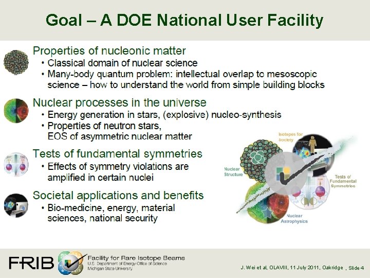 Goal – A DOE National User Facility J. Wei et al, OLAVIII, 11 July