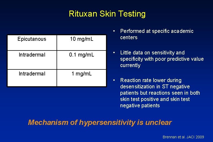 Rituxan Skin Testing Epicutanous 10 mg/m. L Intradermal 0. 1 mg/m. L Intradermal 1