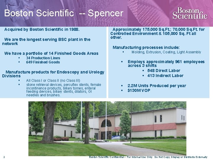 Boston Scientific -- Spencer Acquired by Boston Scientific in 1988. We are the longest