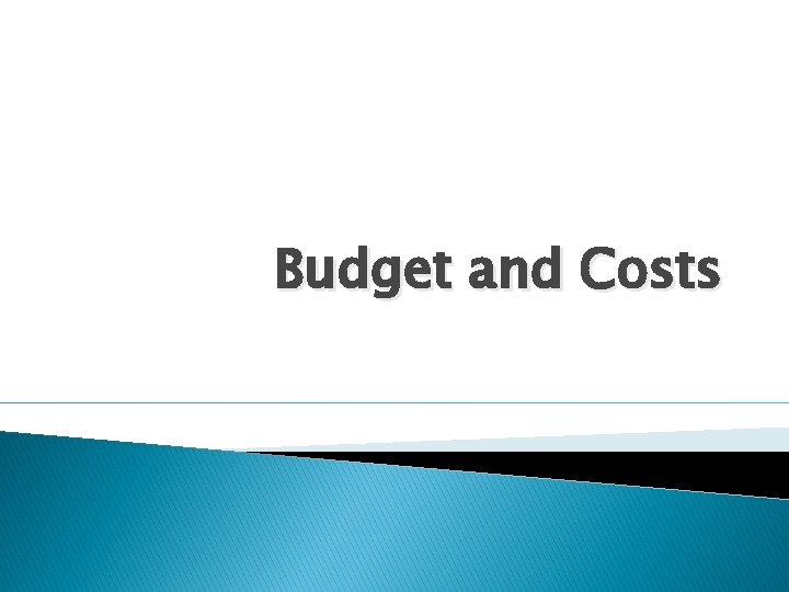 Budget and Costs 