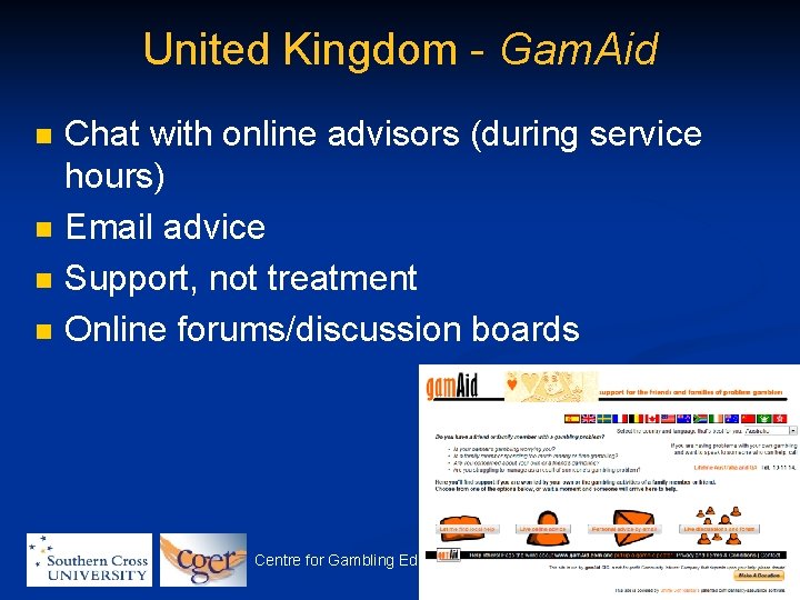 United Kingdom - Gam. Aid n n Chat with online advisors (during service hours)