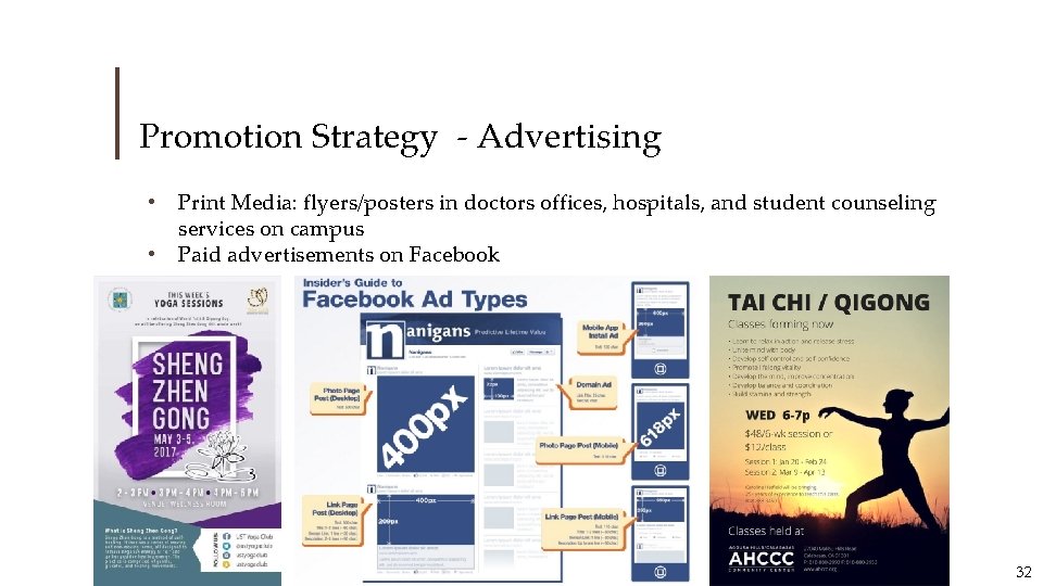 Promotion Strategy - Advertising • • Print Media: flyers/posters in doctors offices, hospitals, and