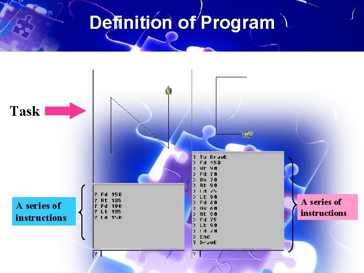 Definition of Program Task A series of instructions 
