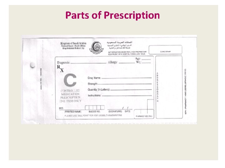 Parts of Prescription 