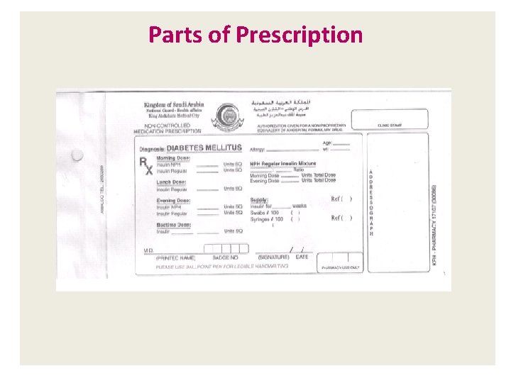 Parts of Prescription 